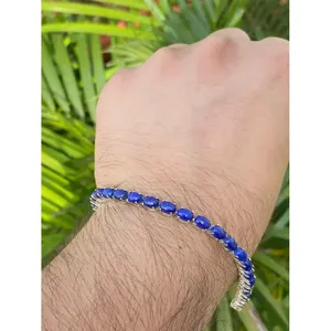 925 Silver Fashion Tennis <b>Bracelet</b> with Lapis Lazuli Elegant Accessory - Product Image 4