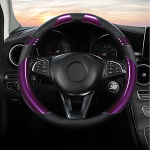 Cute Hello Kitty Universal fibra <span class=keywords><strong>de</strong></span> carbono púrpura Bling cubierta del <span class=keywords><strong>volante</strong></span> para coches - Product Image 2