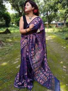 Sari JALBONDI DHAKAI JAMJANI pour mariage, séchage rapide, écologique, léger, en coton et soie, travail Jori, pour filles - Product Image 4