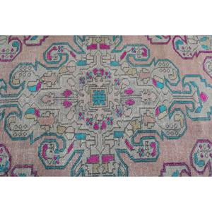 พรมตุรกี 3.4x6.6 ฟุต (104x202 ซม.) ลายสัตว์สีชมพู พรมวินเทจ - Product Image 5
