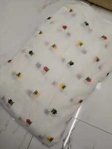 Tela de Popelina de Algodón Mul Chanderi Premium, Lisa Blanca con Bordado Floral, Lujosa, Ligera, Semitransparente, Transpirable y Sostenible - Product Image 2
