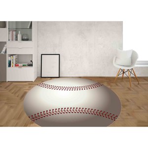 พรมลายเบสบอล: ลายวงกลม, สำหรับห้องเด็กผู้ชาย, ซักเครื่องได้, พรมเนื้อนุ่มแบบไม่ถักทอ - Product Image 5