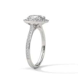 2.0ct Oval Cut Moissanite Halo <b>Solitaire</b> <b>Ring</b> with Pave Set Band 925 Sterling <b>Silver</b> - Product Image 5