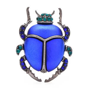 Élégante broche scarabée bleue en cristal et strass, alliage de zinc avec technologie de placage, motif floral, bijou cadeau - Product Image 1