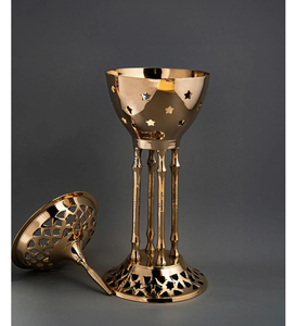 Quemador de incienso/Bakhoor de metal pulido de aluminio con mango de tapa de cúpula y base de pedestal para oraciones y Pooja - Product Image 3