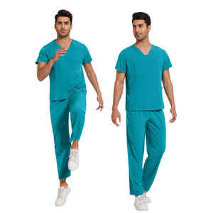 Uniformes de enfermera masculinos personalizados con cuello en V de nuevo estilo 2025, conjuntos de Jogger de manga corta, uniformes médicos, conjuntos de uniformes de elasticidad personalizados - Product Image 5