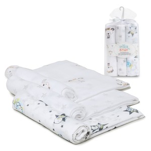 SWADDLES Manta de 80x80 cm, Gris, 100% Algodón Tejido con Patrón de Personajes - Product Image 1