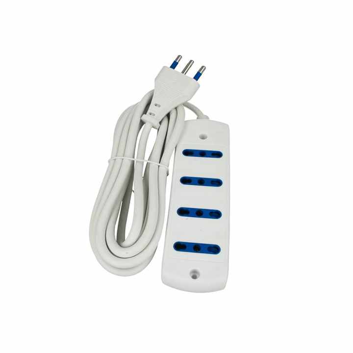 4-Way Power Strip with 3-Meter Cable, White - Electrical Supplies / Power Strips and Extension Cords