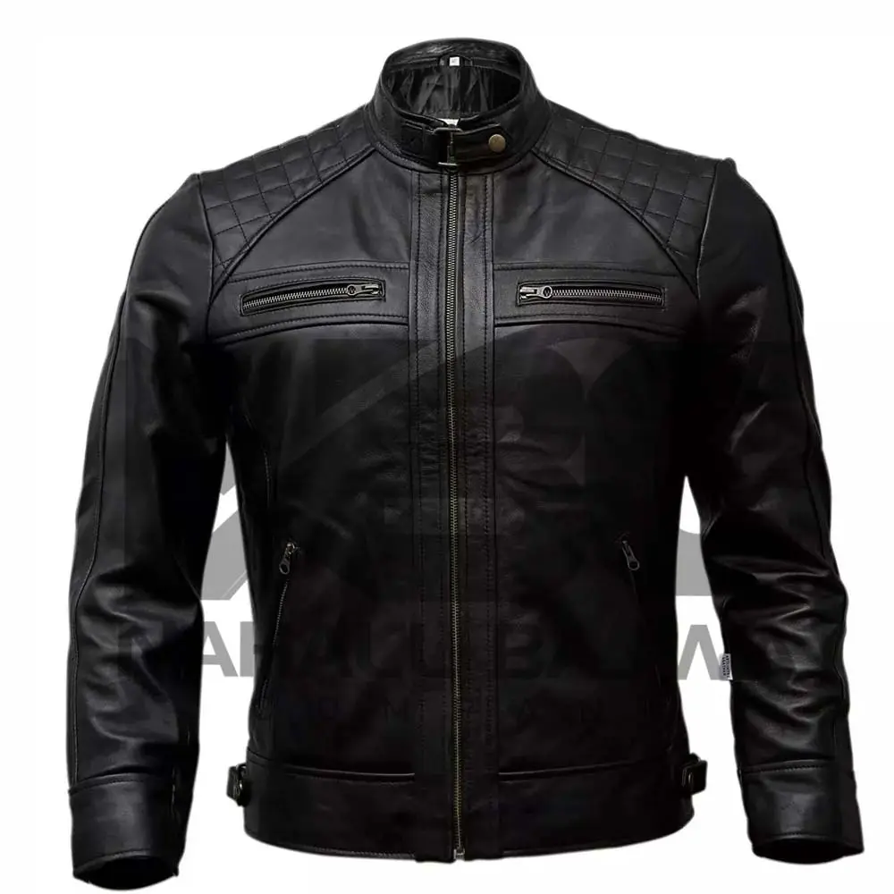 2022 New Fashion Men's & Women's Black Biker Motorcycle / Motorbike Leather Jacket With Handmade Design.