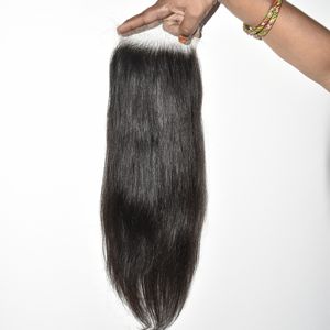 Prix de gros, extensions de cheveux humains vierges indiens Remy, lisses, avec fermeture HD, de 10 à 22 pouces, tirage unique, non traités, à vendre - Product Image 5