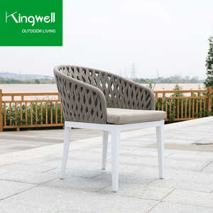 Ensemble <span class=keywords><strong>de</strong></span> <span class=keywords><strong>salon</strong></span> <span class=keywords><strong>de</strong></span> jardin 4 pièces en aluminium gris moderne résistant aux intempéries avec table en verre et tressage en corde pour <span class=keywords><strong>balcon</strong></span> et restaurant - Product Image 3