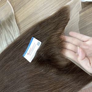 Perruque frontale droite naturelle en cheveux vietnamiens, perruque avec fermeture, vente en gros, cheveux humains bruts non traités, couleur brune avec cheveux de bébé - Product Image 4