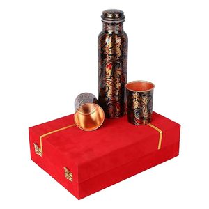 Handmade Ayurvedic Copper <b>Drinking</b> Water <b>Bottle</b> | Eco-Friendly | Wedding Gift | BPA Free Leak-Proof | Lid | Custom Printed - Product Image 3