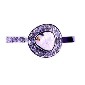 Bague personnalisée en or blanc 14 carats de style vintage Trendy Unique Natural Rose Cut Diamond Classic and Elegant - Product Image 2