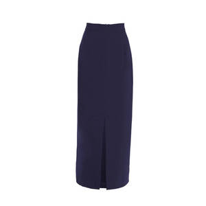 Jupe crayon bleu marine - Tricot satiné, style vintage pour femme de bureau avec volants - Product Image 3