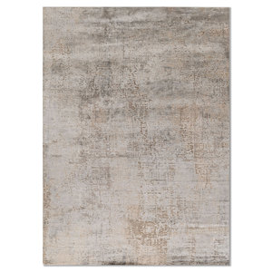 Tapis Jaipur US-Entropy à motif abstrait, noué à la main, en laine et soie de bambou, pour la maison et le salon, disponible en 9x12, gris et noir - Product Image 1
