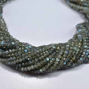 Cuentas de Labradorita Negra Facetadas AA-56 de 3mm, Naturales, al por Mayor, de Rajasthan, para Cuentas de Joyería, Certificadas por Terceros, Gemas Mehrajudin - Product Image 1