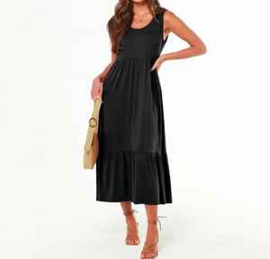 เดรสแม็กซี่แขนกุดสำหรับผู้หญิงใส่ในฤดูร้อนชุดเดรสลำลองชุดซันเดรสพริ้วมีกระเป๋าลายดอกไม้สำหรับงานปาร์ตี้ฤดูใบไม้ผลิ - Product Image 2