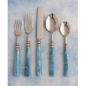 Ensemble de couverts en métal de meilleure qualité avec poignée en os bleu ciel plaqué argent pour table à manger vaisselle ensembles de couverts - Product Image 2