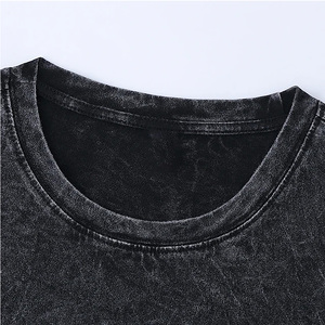 Camiseta Vintage de lavado ácido para hombre 260gsm 100% algodón ancho cuadrado corto recortado patrón sólido diseño en blanco de Bangladesh - Product Image 2