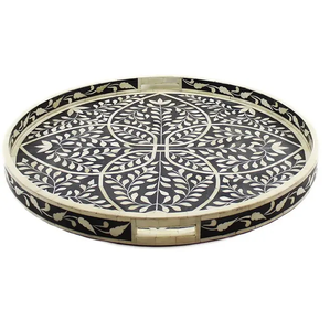 Plateau de service en bois incrusté d'os fait à la main de luxe de haute qualité taille personnalisée pour la cuisine à domicile prix de gros - Product Image 1