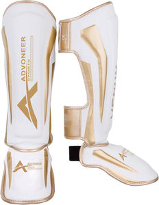 Espinilleras de protección de artes marciales MUAY THAI MMA para Kickboxing Espinilleras de cuero Premium - Product Image 1