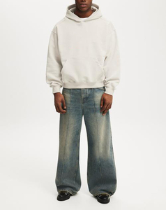 High Quality 100% Cotton Pullover 400gsm <b>Oversized</b> <b>Hoodie</b> Custom Logo Embroidered Unisex Eco-Friendly Heavyweight Sweatshirt - Product Image 4