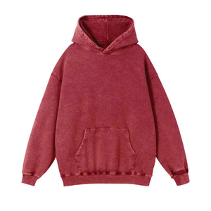High Quality Vintage Distressed Acid Washed Pullover Fleece Hoodie for Men Custom Wholesale Streetwear Blank Acid Washed Hoodie - Product Image 2