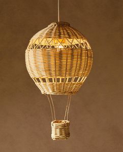 Pantalla de Lámpara Colgante de Ratán Hecha a Mano con Forma de Globo Aerostático |   Lámpara de Techo de Mimbre para Cuarto de Bebé |   Lámpara de Araña Decorativa Estilo Boho para Habitación Infantil, Recuerdo - Product Image 5