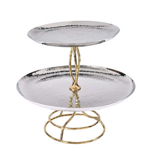 Exhibidor de Frutas de 2 Niveles con Diseño de Capullo de Flor Vintage, Soporte para Pastel de Metal, Decoración de Cocina y Comedor, Acabado Dorado, Hecho a Mano - Product Image 5