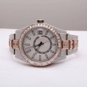Reloj de pulsera totalmente helado para hombre con Baguette redondo VVS-Moissanite Diamonds 41mm Dial Diámetro 20mm Ancho de banda Movimiento de cuarzo - Product Image 3
