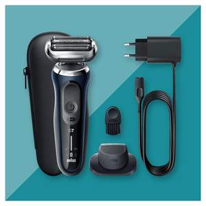 Rasoir électrique rechargeable pour homme, rasoir à grille bleu, utilisation humide/sèche, tête flexible, accessoire tondeuse, étanche IPX7, sans fil, lavable - Product Image 2