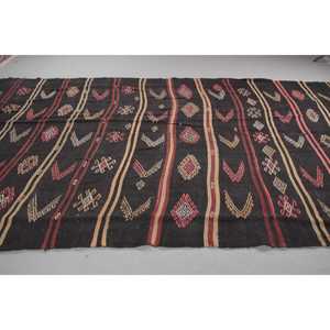 Alfombra Turca Vintage de 7,3x12,5 pies, Alfombra Extra Grande, Alfombra Negra de Kilim con Diseño de Patchwork - Product Image 3