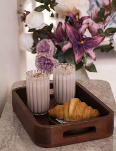 Plateau de service en bois naturel d'usine directe pour collations, cupcakes, charcuterie, plateau en bois rustique, cadeaux pour la maison au meilleur prix - Product Image 5