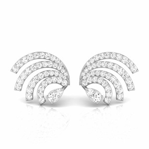 Boucles d'oreilles en argent serties de diamants avec un design moderne en plumes, bijoux élégants, boucles d'oreilles à clous en moissanite pour femmes - Product Image 1