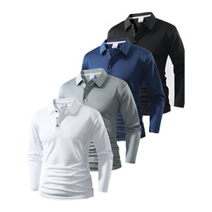 Camiseta de poliéster 100% de alta calidad para hombre para primavera Otoño Invierno manga larga Color sólido transpirable Casual camiseta Top - Product Image 5