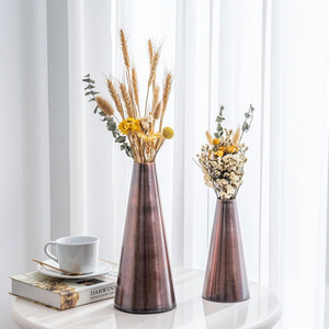 Florero decorativo de Metal para mesa con acabado antiguo de cobre para el hogar, sala de estar, mesa de oficina, floreros decorados - Product Image 2