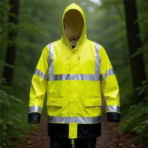 Manfred's High-Viz Yellow/Black <b>Raincoat</b> Size M PU Jacket - Product Image 3