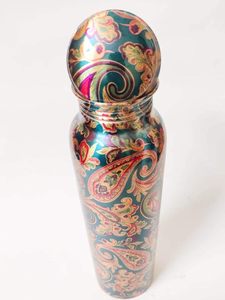 Bouteille d'eau nautique en laiton imprimé Design et bouteille d'eau en cuivre étanche Antique Designer Knight Water printed Item gift - Product Image 5