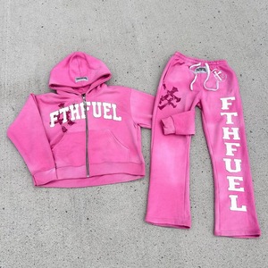 Sweat à capuche décontracté pour homme, hiver, manches longues, imprimé, en polaire polyester non tissé, effet délavé soleil, broderie vieillie, personnalisable, fermeture éclair - Product Image 1