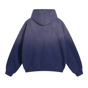 Nouveau sweat à capuche tendance surdimensionné doublé polaire 100% coton pour l'hiver, effet délavé et vieilli, bord brut, poids lourd, poche kangourou - Product Image 6