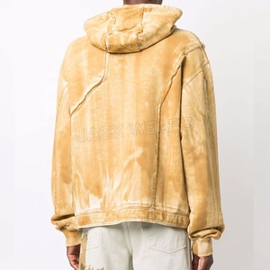 100% algodón personalizado de gran tamaño pulóver sudaderas con capucha pesado GSM Dropshoulder con capucha estilo largo de invierno con efecto lavado - Product Image 4