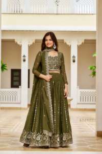 Moderno doble Jari bordado secuencia trabajo Lehenga Choli mujeres mejor precio indio pakistaní boda fiesta desgaste hecho de seda - Product Image 2