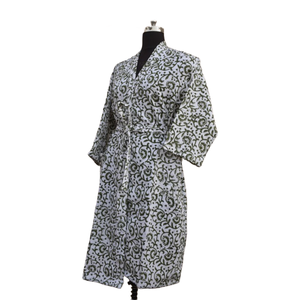 Kimono coton imprimé fleuri indien femmes été bio ouvert devant vêtements de nuit Robe vêtements de plage robe - Product Image 4