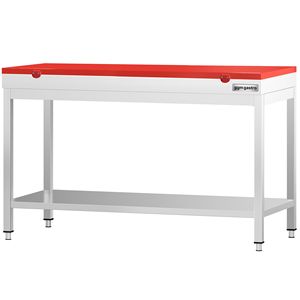 Commercial <b>Stainless</b> <b>Steel</b> Centre <b>Table</b> PREMIUM - 1400x600mm - with Undershelf - with Green/Red/White Chopping Board - Product Image 3