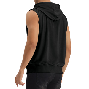 Sudaderas con capucha con cremallera sin mangas de estilo deportivo para hombre al por mayor de fábrica, sudaderas con capucha de invierno teñidas lisas impresas con logotipo personalizado de diferentes colores - Product Image 3