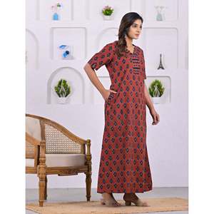 Camisón Casual Rojo de Algodón, Cómodo y Suave, de Popelina para Verano, con Botones y Cordón Ajustable, Personalizable, ODM, Pedido Mínimo 3 Piezas - Product Image 4