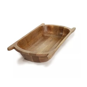 Bols à pâte en bois de mangue solide de forme ovale faits à la main pour décoration de table décoration de cuisine bols à pâte en bois décoratifs muraux - Product Image 3