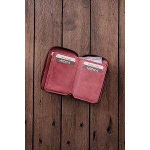 Porto-Cartera de cuero genuino con compartimento para monedas con cremallera Borgoña elegante para mujer, 10 compartimentos para tarjetas - Product Image 5