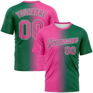 Venta al por mayor Direct shirts Engro Ropa deportiva industria Custom Kelly Green Pink-White Gradient Fashion Performance T-Shirt - Product Image 1